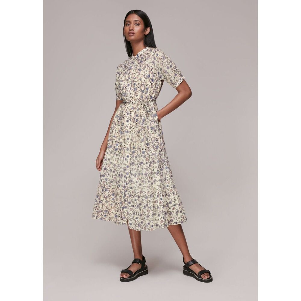 Whistles Women's Multicolor Millie Vintage Floral Short Sleeve Maxi Dress Size 6